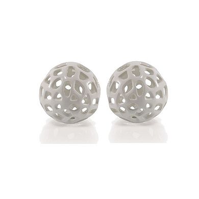 HomeRoots Set of Two White Aluminum Hand Painted Decorative Orbs