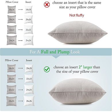 2 Pack Down Feather Pillow Inserts for Couch, Chair, or Bed