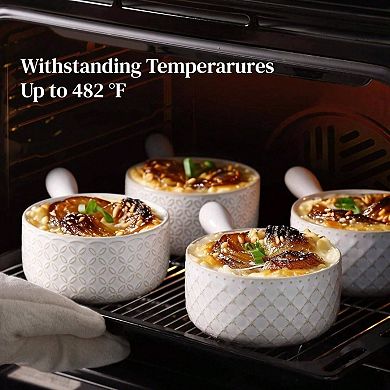 Ceramic Soup Bowls with Handles, 18 Oz Capacity, Oven Safe, Microwave & Dishwasher Safe, Set of 4