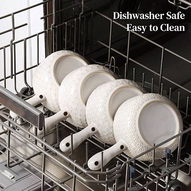 Ceramic Soup Bowls with Handles, 18 Oz Capacity, Oven Safe, Microwave & Dishwasher Safe, Set of 4