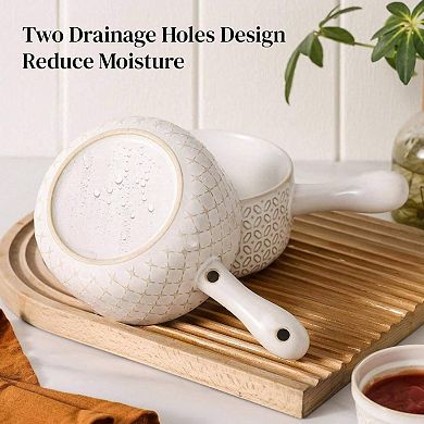 Ceramic Soup Bowls with Handles, 18 Oz Capacity, Oven Safe, Microwave & Dishwasher Safe, Set of 4