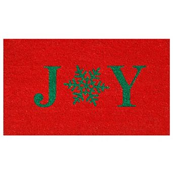 HomeRoots 17" X 29" Red And Green Christmas Outdoor Coir Door Mat
