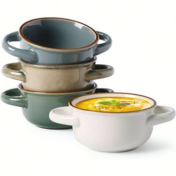 Ceramic Soup Bowls with Handles - Elegant, Stackable, and Easy to Clean