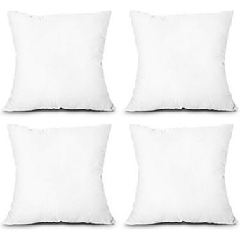 4 Pack Polyester Microfiber Pillow Inserts, 18x18" - Washable, Fluffy, Medium Support