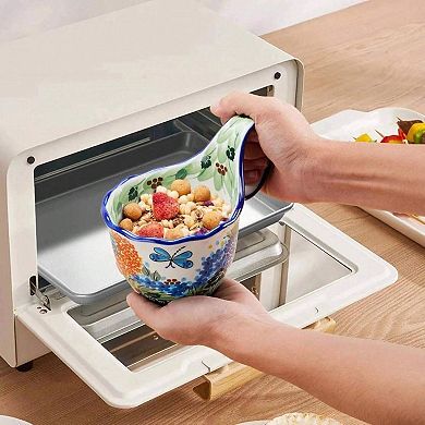 Handmade Ceramic Soup Bowl with Handle, 18 Oz Capacity, Microwave & Dishwasher Safe