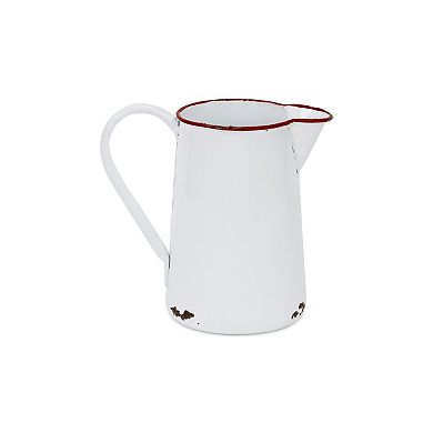 HomeRoots 8" Black And White Metal Farm Fresh Chicken Decorative Jug