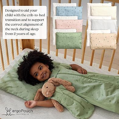Organic Toddler Pillow - Low Profile, GOTS Cotton, Breathable, Machine Washable