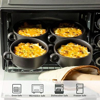 Ceramic Soup Bowls with Handles, Stackable, Farmhouse Style, Microwave, Dishwasher, Oven Safe