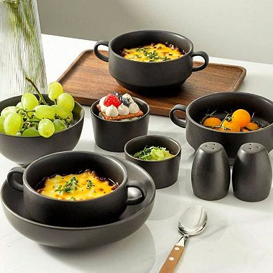 Ceramic Soup Bowls with Handles, Stackable, Farmhouse Style, Microwave, Dishwasher, Oven Safe