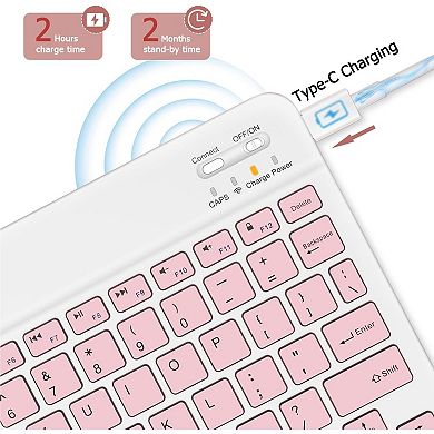 Bluetooth Keyboard for IPad, Rechargeable Slim Portable Wireless Keyboard for IPad Tablets