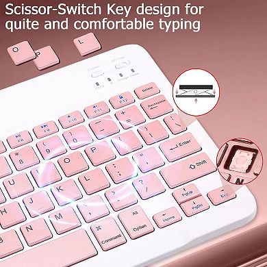 Bluetooth Keyboard for IPad, Rechargeable Slim Portable Wireless Keyboard for IPad Tablets