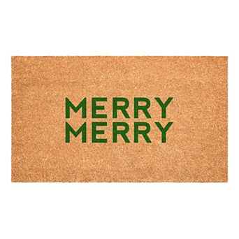 HomeRoots 17" X 29" Brown And Green Christmas Outdoor Coir Door Mat