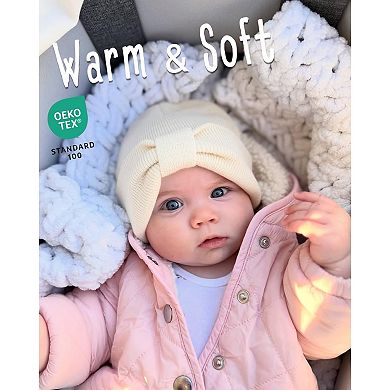 Soft Knit Winter Hat for Babies with Cute Bow