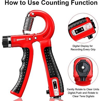 Adjustable Resistance Grip Strengthener with Smart Counting for Forearm, Wrist, Fingers