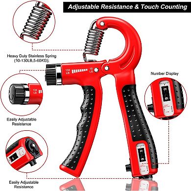 Adjustable Resistance Grip Strengthener with Smart Counting for Forearm, Wrist, Fingers
