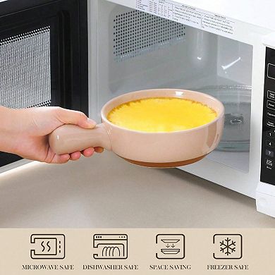 Ergonomic Handle Soup Bowls, Multifunctional, Microwave & Dishwasher Safe, Stackable