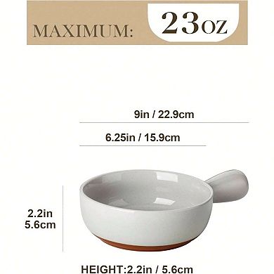 Ergonomic Handle Soup Bowls, Multifunctional, Microwave & Dishwasher Safe, Stackable
