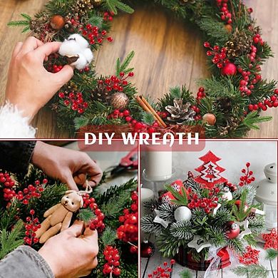 60 PCS Artificial Pine Branches Christmas Faux Pine Greenery Stems