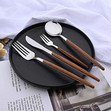 16-Piece Silverware Set with Cake Fork, Stainless Steel Flatware Cutlery Set, Dishwasher Safe