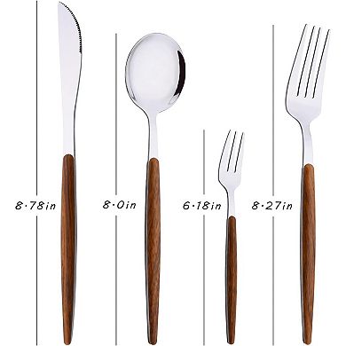 16-Piece Silverware Set with Cake Fork, Stainless Steel Flatware Cutlery Set, Dishwasher Safe