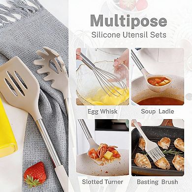 28-Piece Silicone Kitchen Utensils Set, Heat Resistant, Easy to Clean