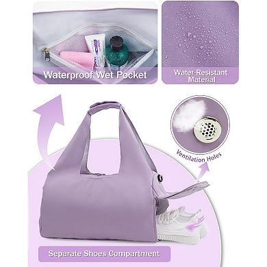 Compact Gym Bag with Yoga Mat Straps, Shoe Compartment, Wet Pocket