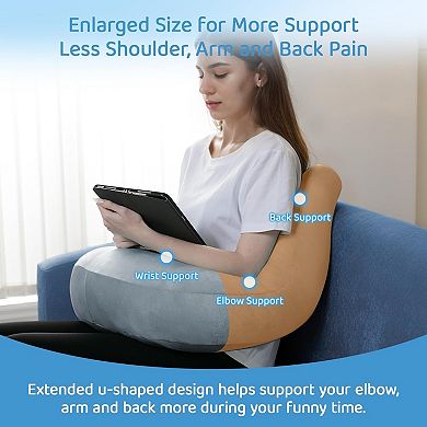 Crochet Pillow, Reading Pillow for Laptop with Extra Back Pillow for Support, Gaming Pillow