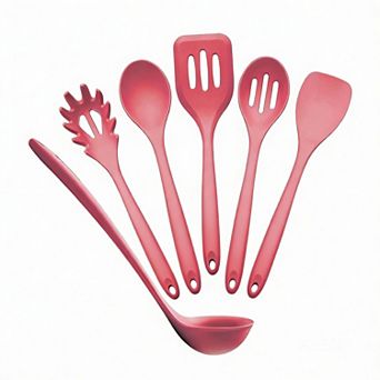 XL Silicone Cooking Utensils Set - 6 pc - Heat Resistant to 600F - Non-Stick - Easy Clean