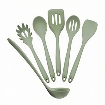 XL Silicone Cooking Utensils Set - 6 pc - Heat Resistant to 600F - Non-Stick - Easy Clean