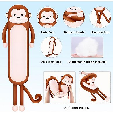 Long Monkey Stuffed Animal Plush Toy,40” Kawaii Large Huggable Sleeping Monkey Plush Pillow