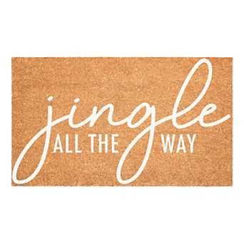 HomeRoots 24" X 36" Brown And White Christmas Outdoor Coir Door Mat