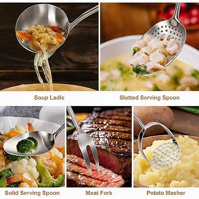 Stainless Steel 12-Piece Kitchen Utensil Set - Durable, Dishwasher Safe