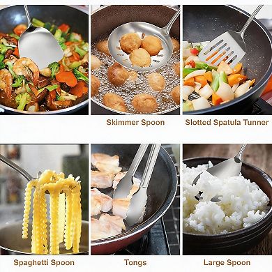 Stainless Steel 12-Piece Kitchen Utensil Set - Durable, Dishwasher Safe