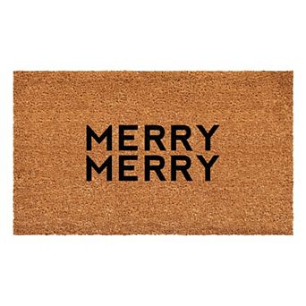 HomeRoots 17" X 29" Brown And Black Christmas Outdoor Coir Door Mat