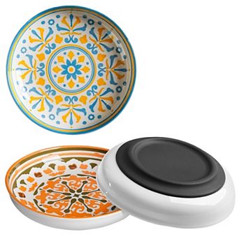 Three-piece set Non-Slip Cat Bowls, Ceramic Cat Food Bowl Set with Silicone Base, Cats Dishes