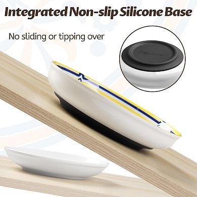 Three-piece set Non-Slip Cat Bowls, Ceramic Cat Food Bowl Set with Silicone Base, Cats Dishes