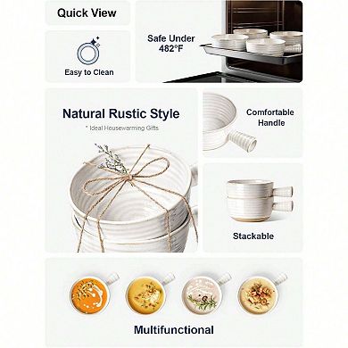 Handcrafted Soup Bowls for Diverse Dishes with Ergonomic Handles - Oven & Microwave Safe