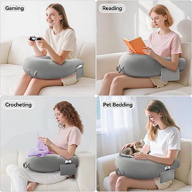 Crochet & Reading Pillow for Lap Support, Gaming Lap Desk Pillow, Ergonomic Arm Rest Support