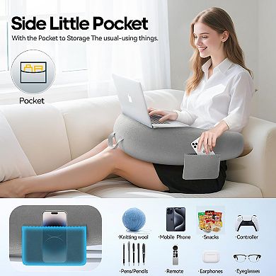Crochet & Reading Pillow for Lap Support, Gaming Lap Desk Pillow, Ergonomic Arm Rest Support