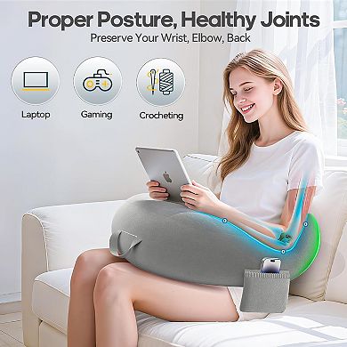 Crochet & Reading Pillow for Lap Support, Gaming Lap Desk Pillow, Ergonomic Arm Rest Support