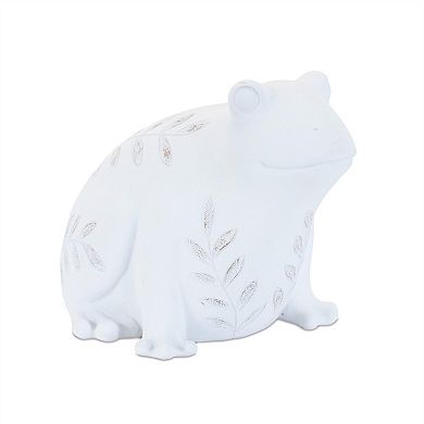 HomeRoots Set of Two White Polyresin Frog And Turtle Figurines