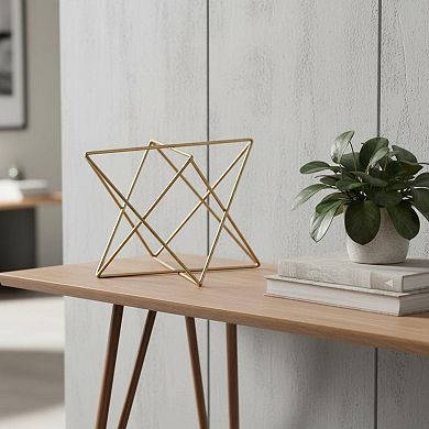 HomeRoots 7" Gold Metal Open Geometric Tabletop Sculpture