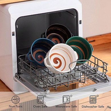 4 Handpainted Japanese Inspired Soup Bowls with Ergonomic Handles for Versatile Use