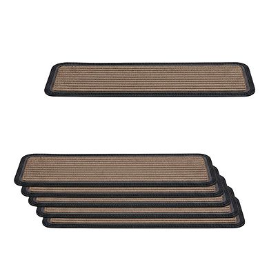 HomeRoots Set Of Six Black And Natural Polypropylene And Rubber Stair Treads