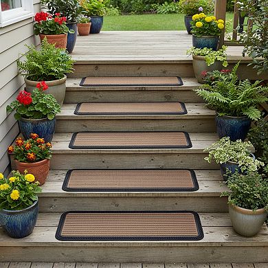 HomeRoots Set Of Six Black And Natural Polypropylene And Rubber Stair Treads