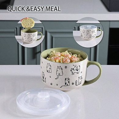 Eco-friendly Premium Stoneware Soup Bowls with Handles, Microwave/Dishwasher Safe