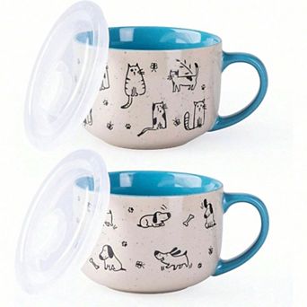 Eco-friendly Premium Stoneware Soup Bowls with Handles, Microwave/Dishwasher Safe