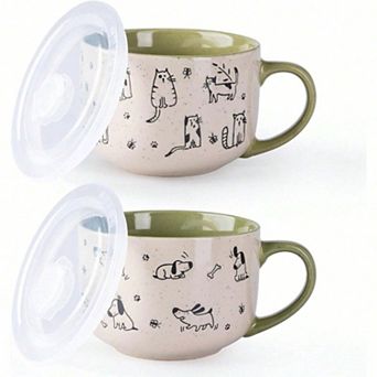 Eco-friendly Premium Stoneware Soup Bowls with Handles, Microwave/Dishwasher Safe