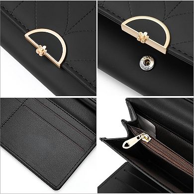 Leather Wallet for Women, RFID Blocking, 9 Card Slots, Multiple Pockets