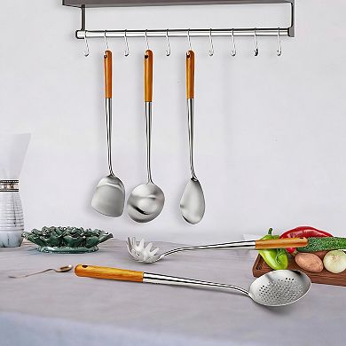 Stainless Steel Kitchen Utensils Set, 6Pcs, 304 Grade, Heat-Resistant Handles, Dishwasher Safe